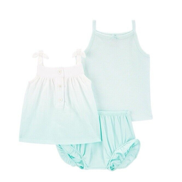 Carter's 3 piece Ombre Tank Tops and Little Short Set Baby Girl Size 6 Months - Picture 9 of 10